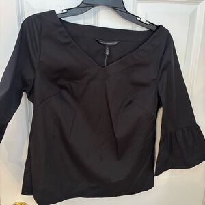 White House Black Market Black Flared Sleeve Blouse NWT